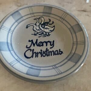 Louisville Stoneware Pottery dish Merry Christmas 5” “gaggle of geese”